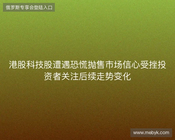 港股科技股遭遇恐慌抛售市场信心受挫投资者关注后续走势变化